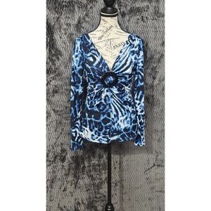 Vtg Cache Babydoll Top Juniors M Leopard Buckle Y2K 90s Old Money Artsy Boho